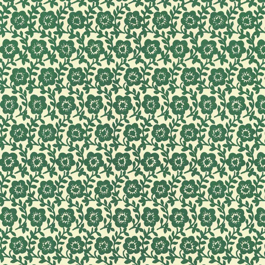Green Flower and Leaf Print Italian Paper ~ Carta Varese Italy